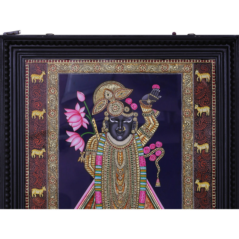 Shrinath-ji | Couleurs traditionnelles avec or 24 carats | Avec cadre