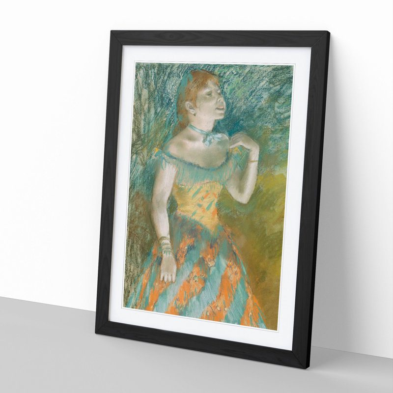 Portrait of a Ballet Ballerina Dancer by Edgar Degas - Framed Print, 48cm H x 36cm W x 2cm D, Black Framed