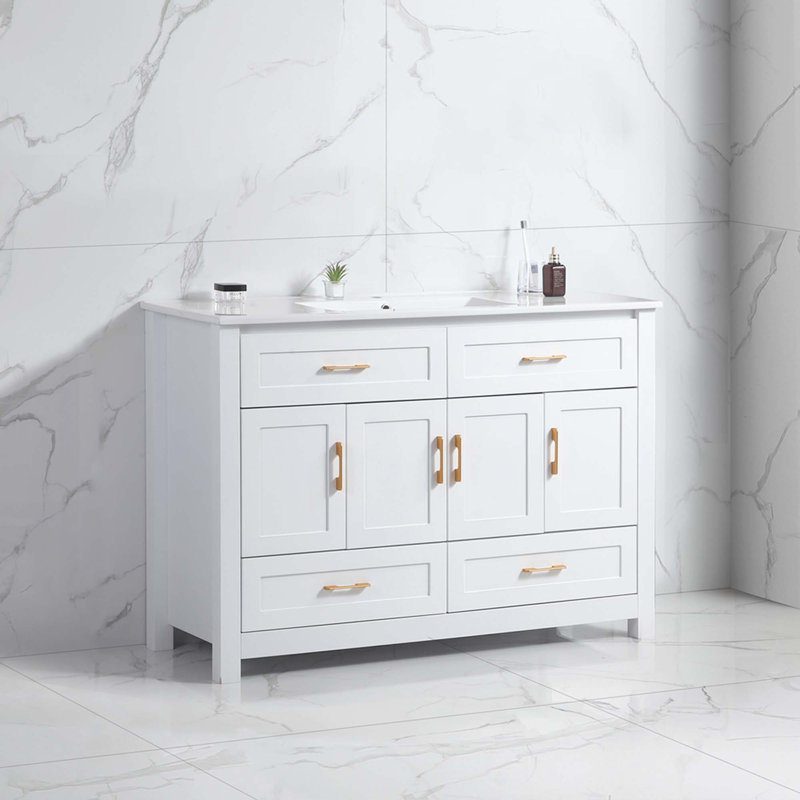 Ensemble de meuble-lavabo 48 po avec lavabo en céramique, Blanc