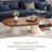 51.2" Modern Oval Brown Coffee Table With 2 Legs, Solid Wood Veneer for Living Room