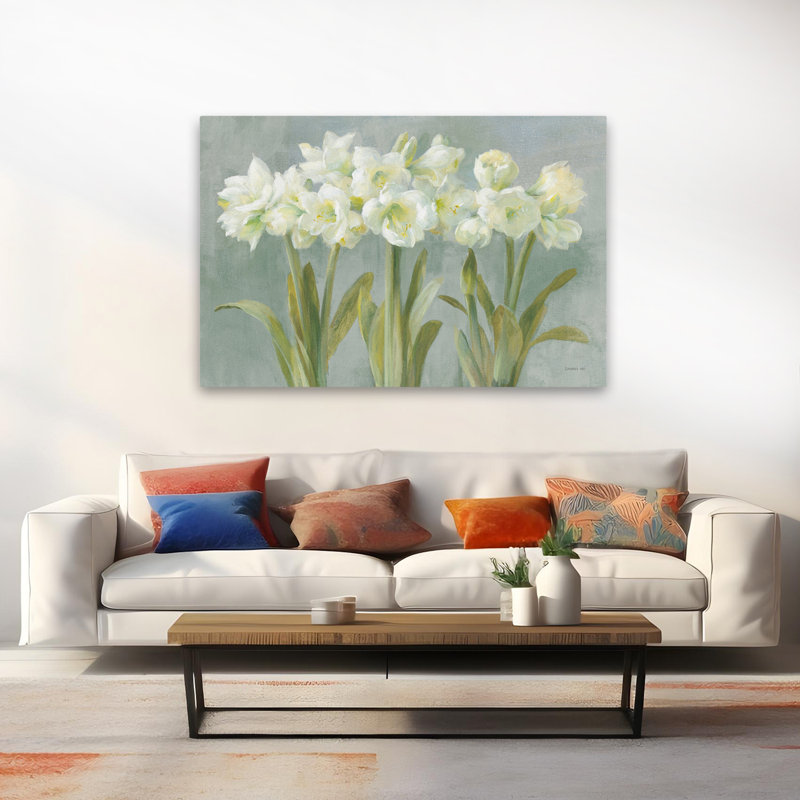 Amaryllis et art blanc bleu amaryllis, H 40 po x l 60 po