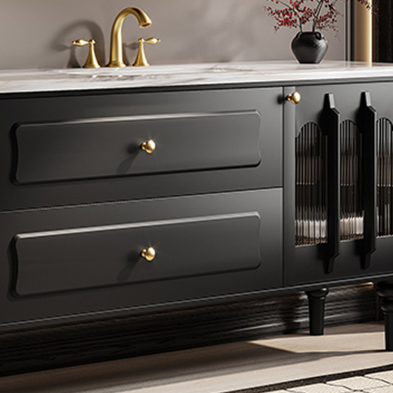 Light luxury retro bathroom cabinet, 31.50" H x 59.06" W x 21.65" D