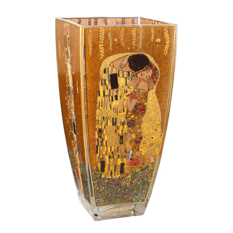 Gustav Klimt Handmade Glass Table Vase, 30cm H x 14.5cm W x 14.5cm D