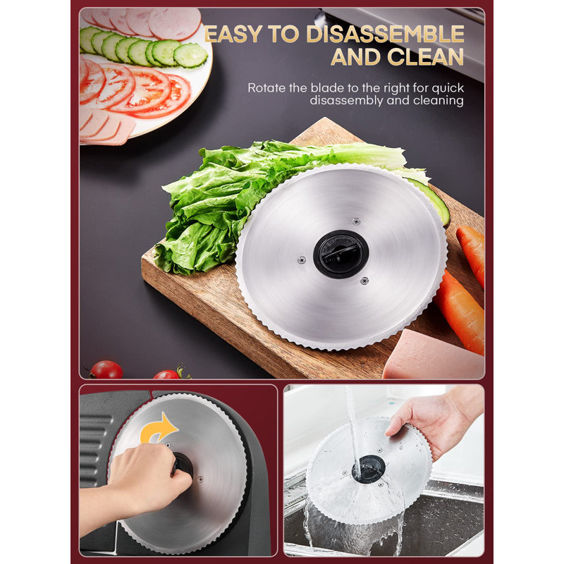 Naomi Stainless Steel Electric Meat Slicer, Black