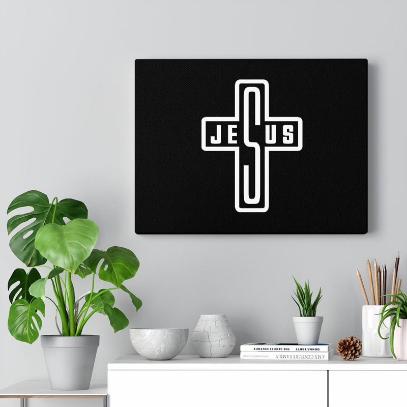 Jesus White Cross - Wrapped Canvas Print, 61cm H x 76cm W