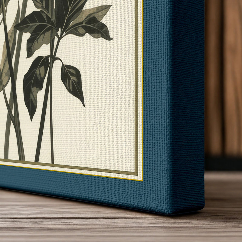 Carnation Study Botanical - Wrapped Canvas, 24x16 - 61.0 x 40.6 cm, Teal Border