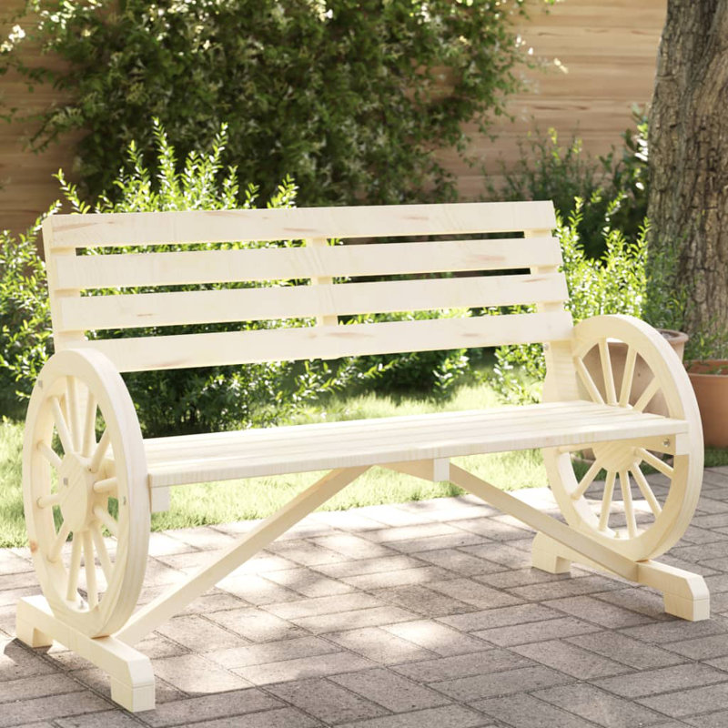 Banc de patio en bois massif 2 places Vidaxl, Beige