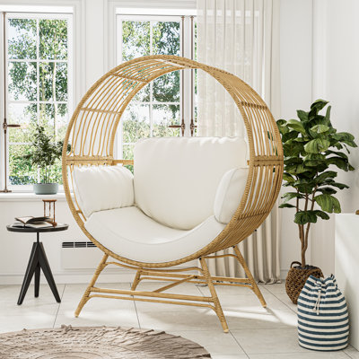Egg Chair Outdoor Indoor, Oversized Rattan Chair With Thicken Cushion