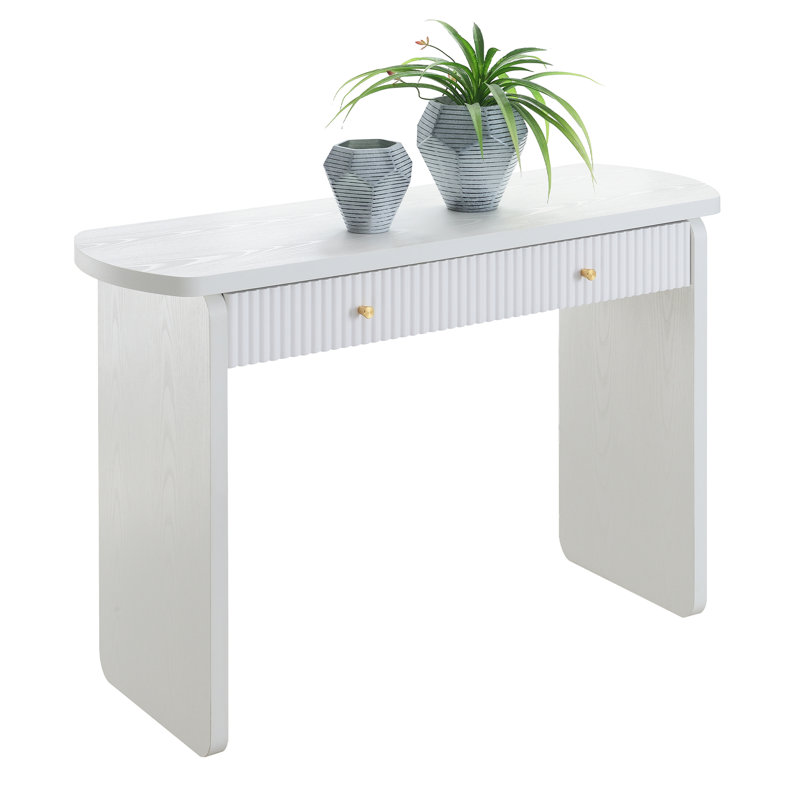 Kian 47.25" W 1 Drawer Hall Entryway Console Table, White, White