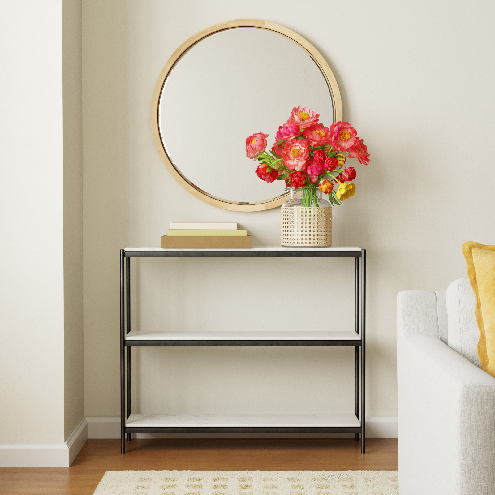 36'' Console Table, Hammered Gray