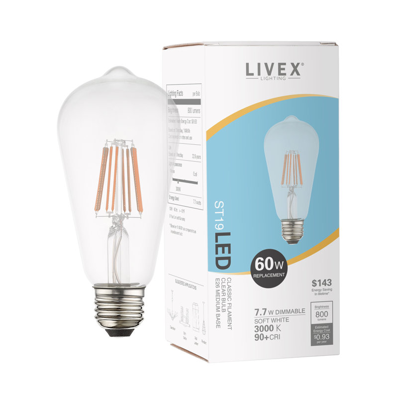 Ampoule DEL à intensité variable de 60 watts ST19 E26 / moyenne (standard) à intensité variable 3000K
