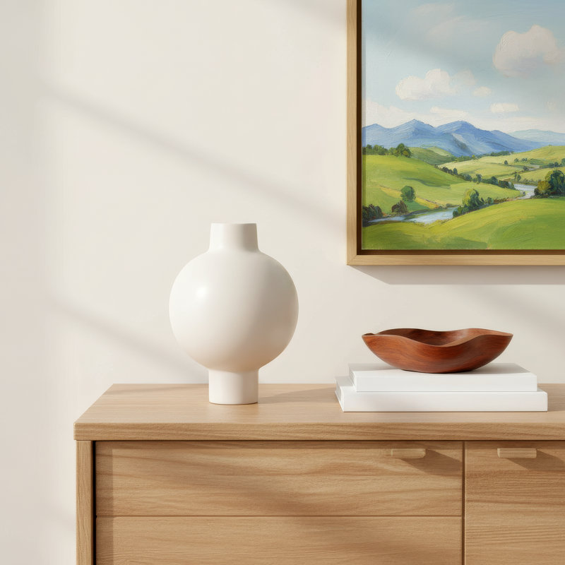 Bronsyn Neutral Round Modern Ceramic Bubble Vase, 18" H x 14" W x 14" D, Cream