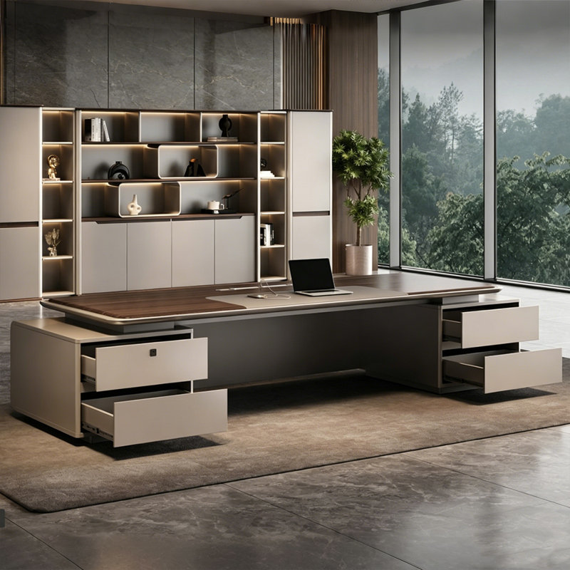 94.49"Luxury and high-end L-shaped executive desk, 29.92" H x 110.24" W x 39.37" D