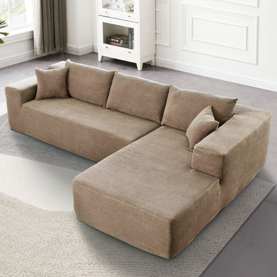 Canapé modulaire rembourré 2 pièces avec coussin Kustas Boneless, canapé-lit sans assemblage requis
