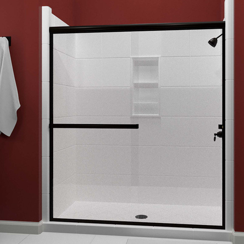 Lese - W x 70.375'' H Bypass Door Semi-Frameless Shower Door with, Anodized Oil Rubbed Bronze, Clear