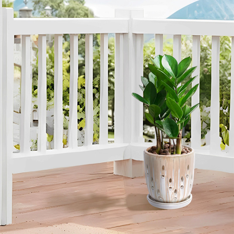 Ensemble de 2 pots de fleurs en céramique avec trou de drainage, pot à fleurs moderne de 8 po pour patio, jardin, rebord de fenêtre