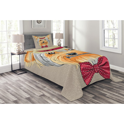 Adrain Grey/Orange Microfibre Bedspread Set