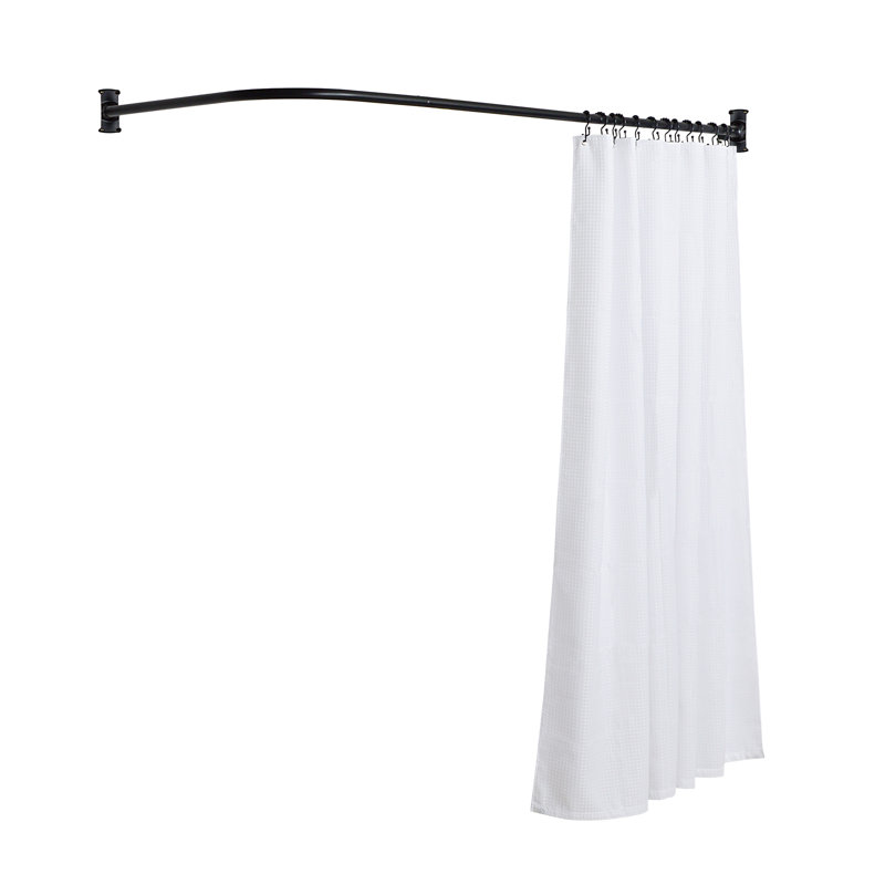Black Aluminum L-Shaped Wall Mounted Shower Curtain Rod