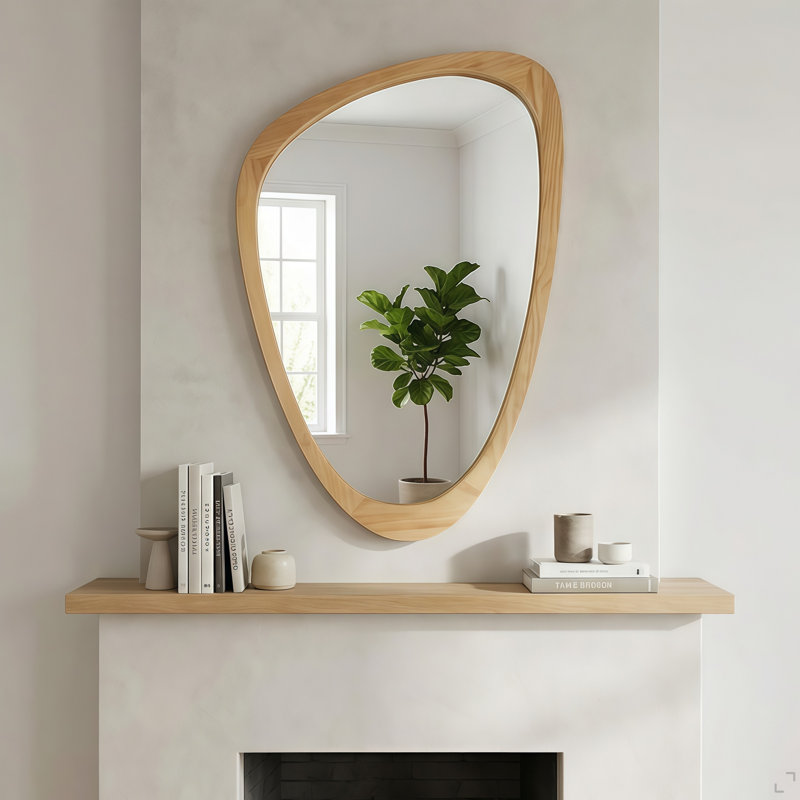 Miroir décoratif 24 "x 36" en bois massif irrégulier, pour chambre à coucher, salle de bain, salon, entrée, 36 po x 24 po