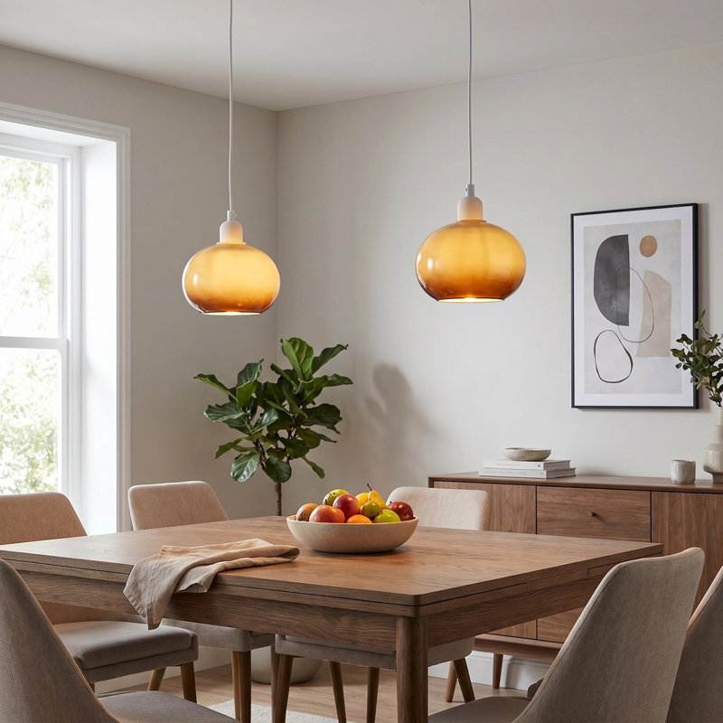 Gradient Amber Glass Globe Pendant Lamp Shade In Rounded Globe Form By 