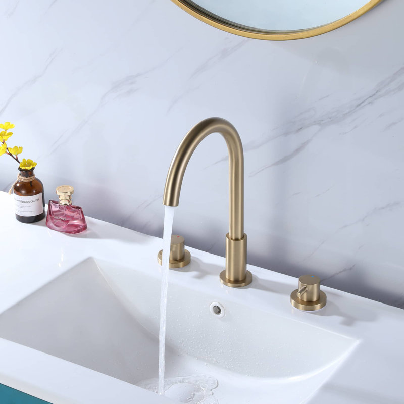 Widespread 2-handle Bathroom Faucet, Brushed Gold