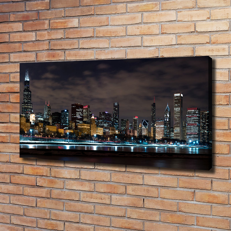 Chicago By Night - Wrapped Canvas Print