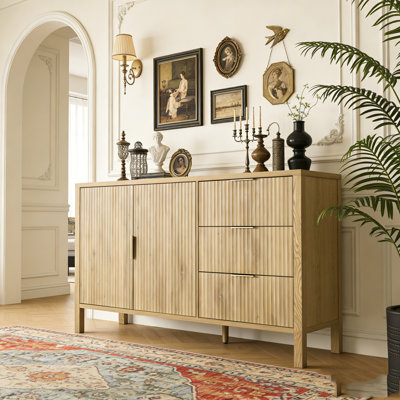 Modern Wave-Pattern Sideboard with 3 Drawers