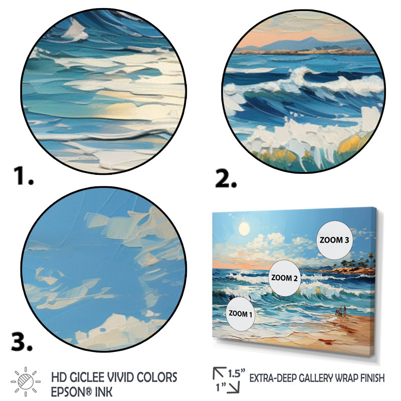 «Coastalocean Sunkissed Beach I», reproduction sur toile, H 30 po x l 40 po x P 1,5 po, Cadre photo blanc