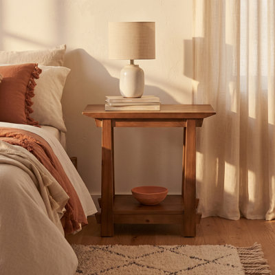 Solid Wood 2-Tier End Table