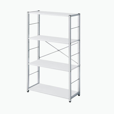 White & Chrome Finish Bookshelf