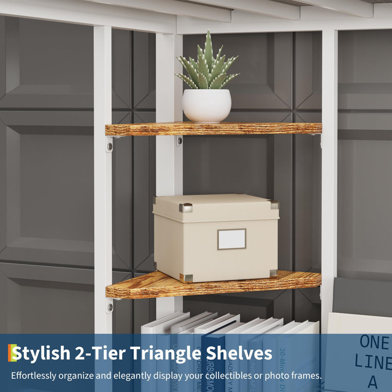 Twin Loft Bed with Large Desk & Storage Shelves, Heavy-Duty Metal Frame with Full Guardrail, Space-Saving Design