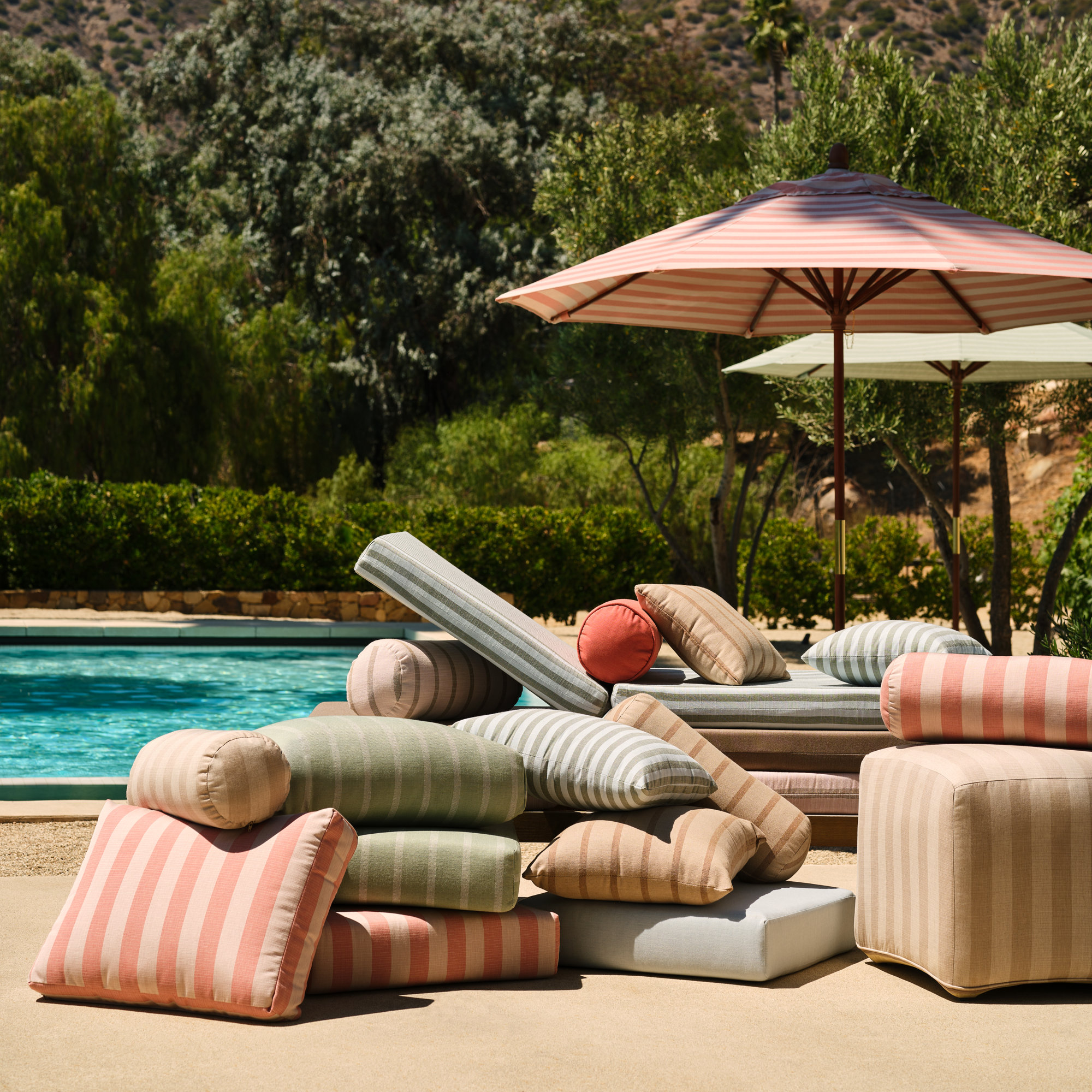 Lani Sunbrella Outdoor/Indoor Throw Pillow, Square 20", Unwind Rainwashed