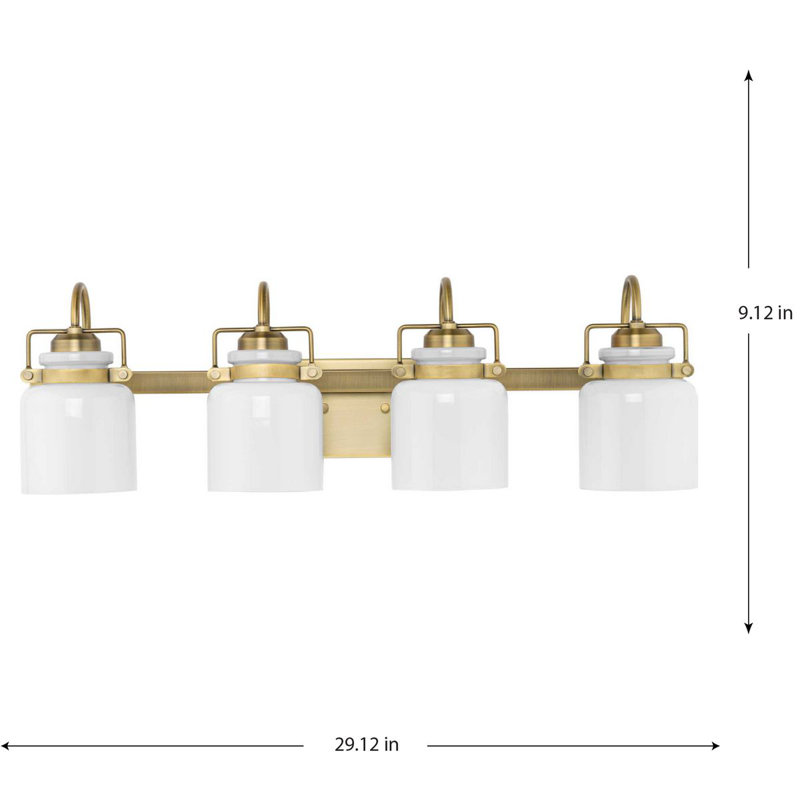Éclairage pour meuble-lavabo à 4 lumières Baburam, Laiton rétro