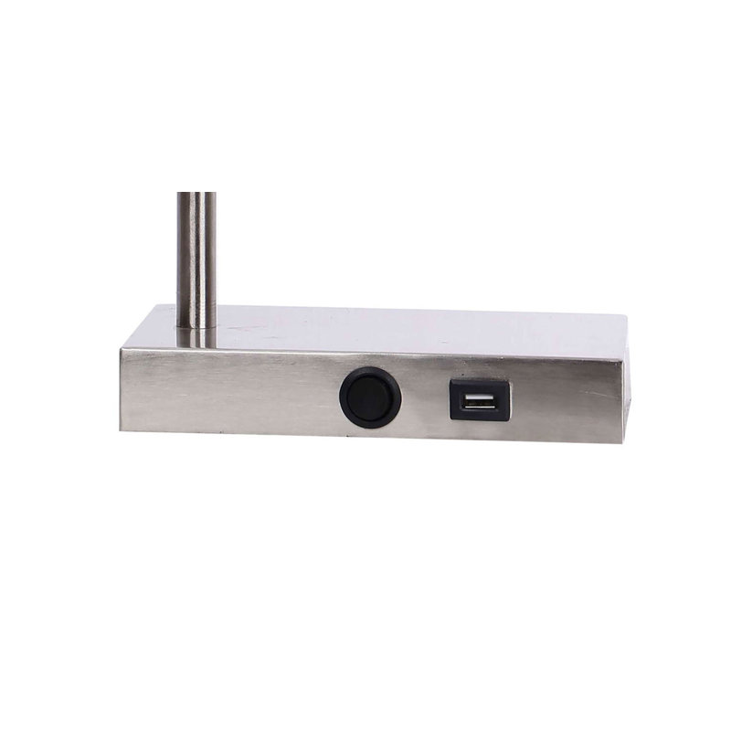 Lampe de bureau 21 po avec USB Haledon, Nickel brossé