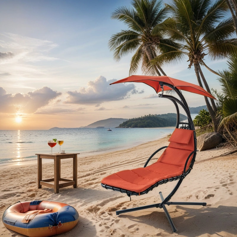 Chaise longue suspendue 1 personne Josian, Rouge