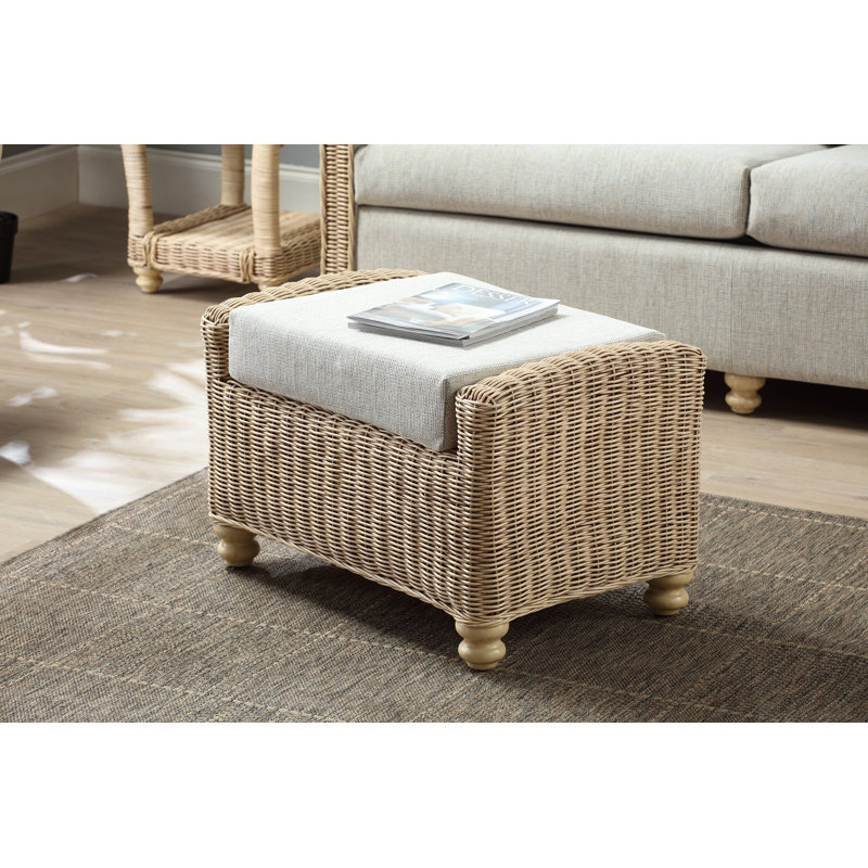 Nadiyah 70cm Wide Rectangle No Pattern Ottoman, Grey, Grey, Polyester