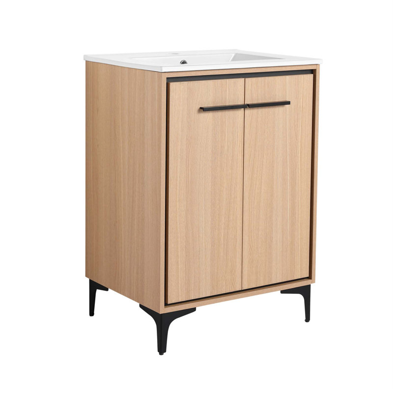Base de meuble-lavabo 24 po avec lavabo, armoire de rangement avec portes, tablette réglable