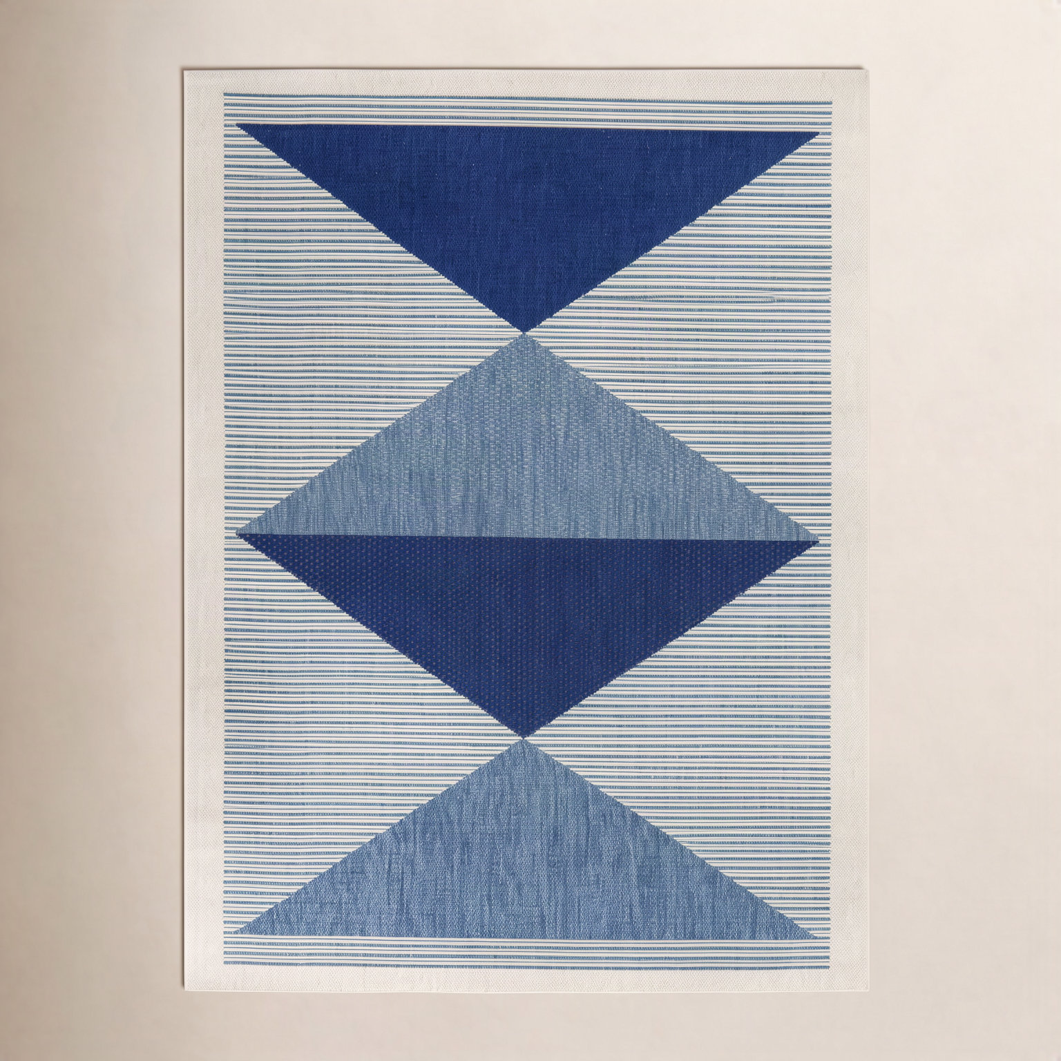 Navy Geometric Indoor Outdoor Rug, Rectangle 5'3" x 7'