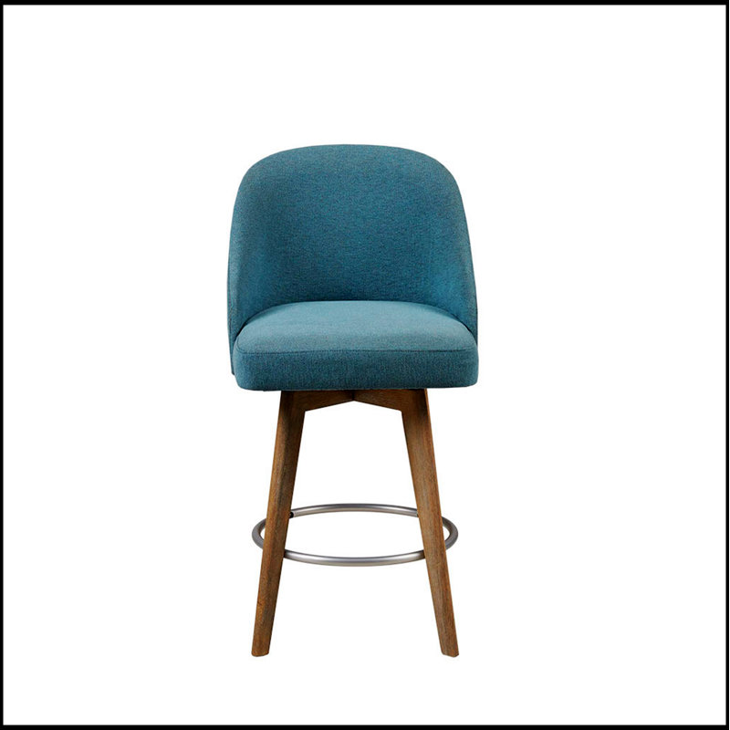 Élégant tabouret de comptoir pivotant avec pieds en bois massif pour une assise confortable et élégante dans les cuisines et les bars
