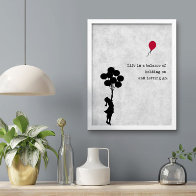 " Banksy Balloon Girl Black And White Street Grey Dark Industrial Graffiti Urban Loft "
