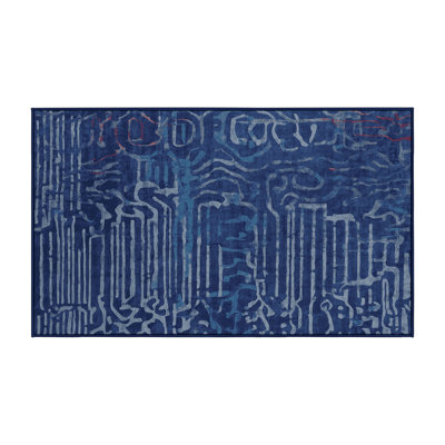 Machine Washable Blue Area Rug