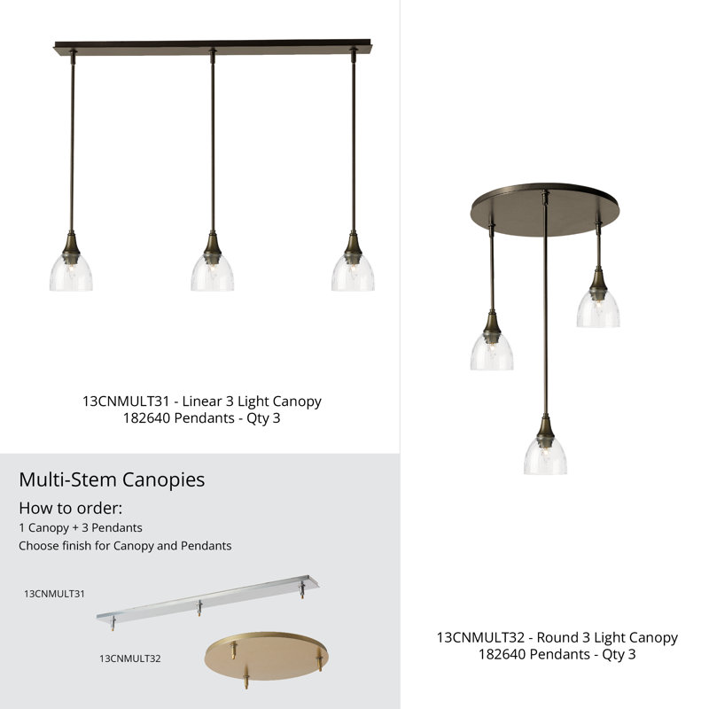 3-Light Linear Canopy - Natural Iron Finish, Natural Iron