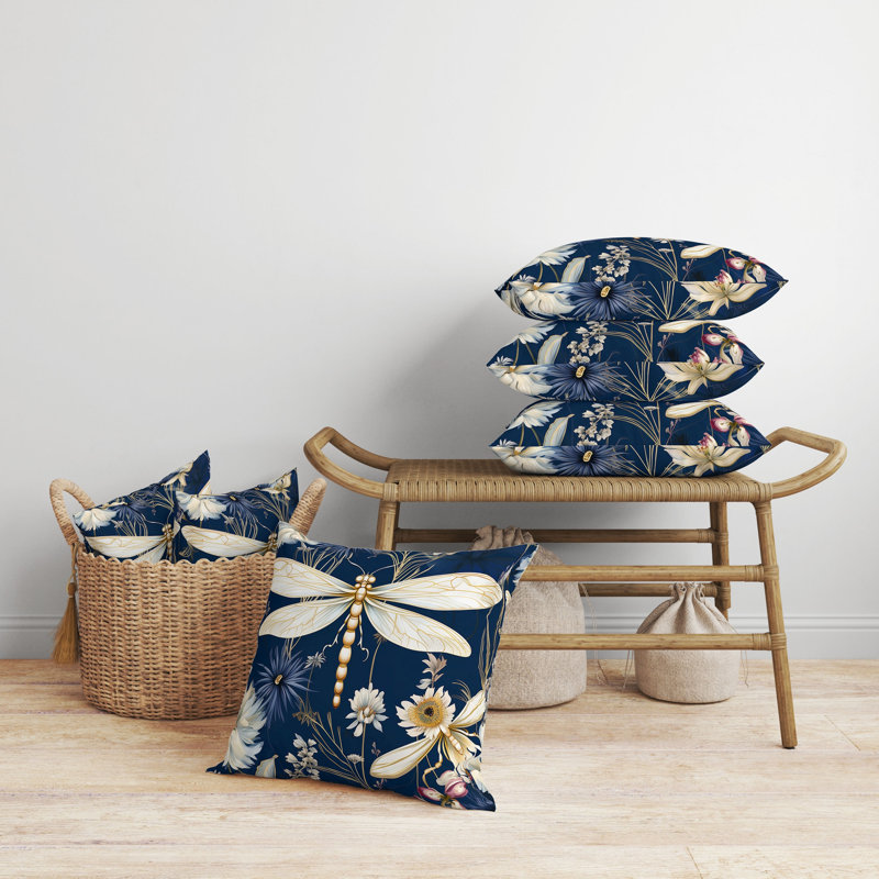 Coussin Dragonfly Drift, Simili daim, H 16 po x l 16 po