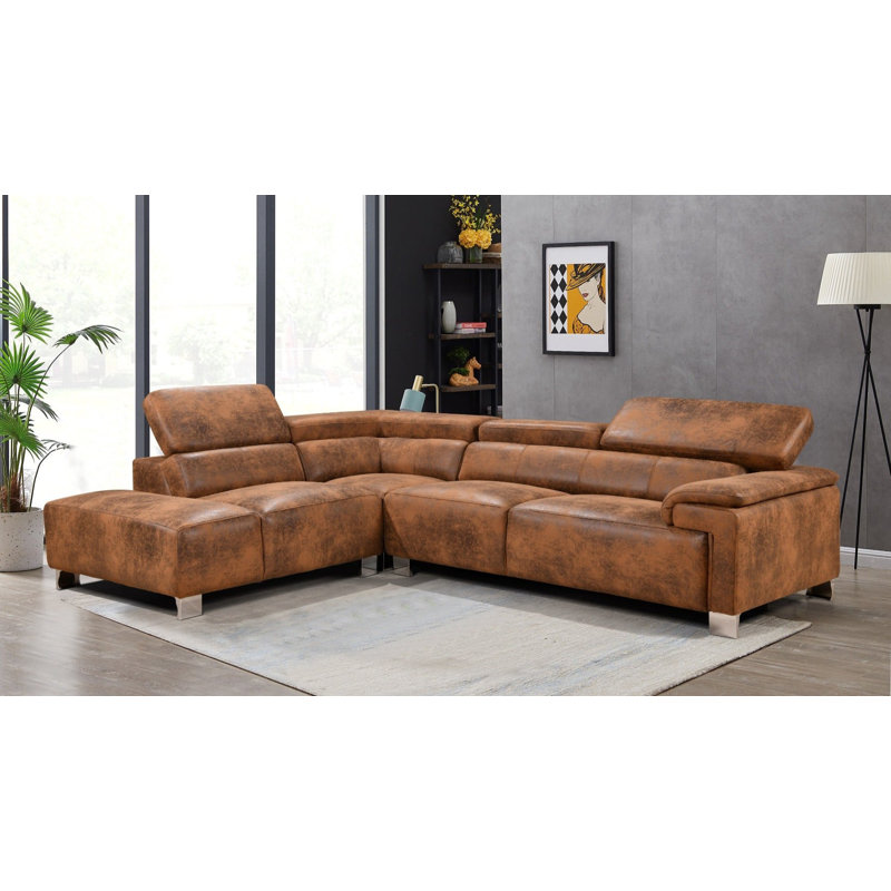 Kulveer 5 Seater Corner Sofa , Left Hand Facing, Brown