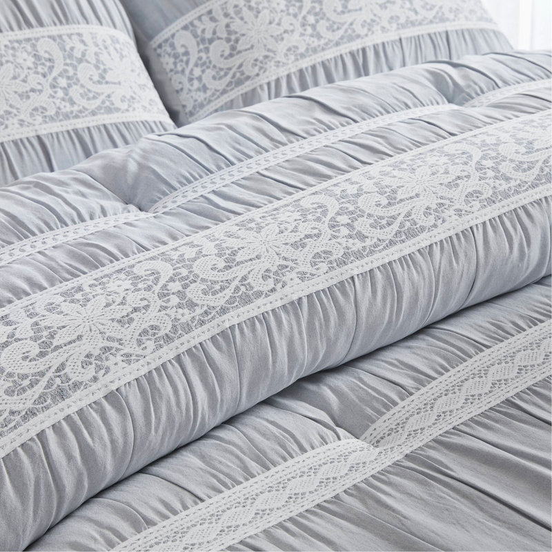 Ensemble d'édredon 7 pièces jacquard, Grand édredon et 6 pièces supplémentaires, Bleu