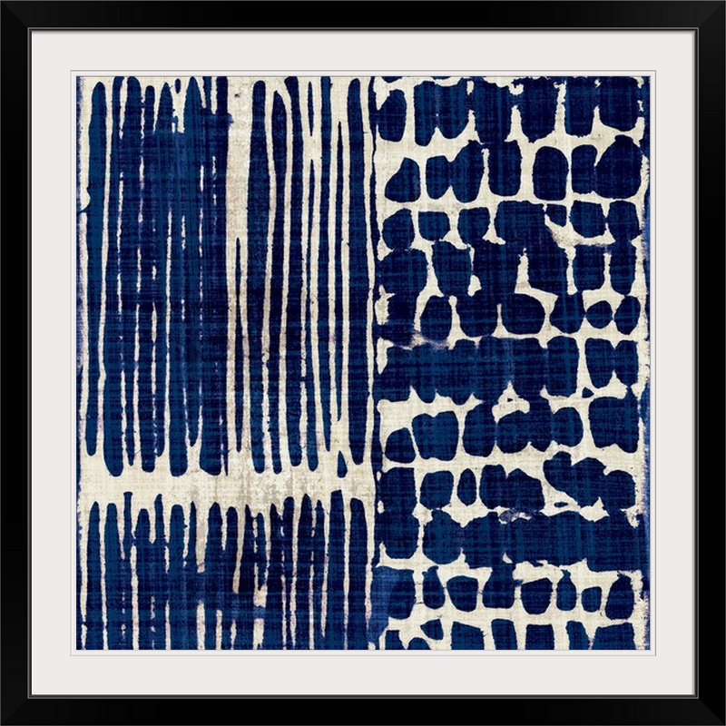 «Indigo Batik III», impression, Cadre noir, H 24 po x l 24 po x P 1 po