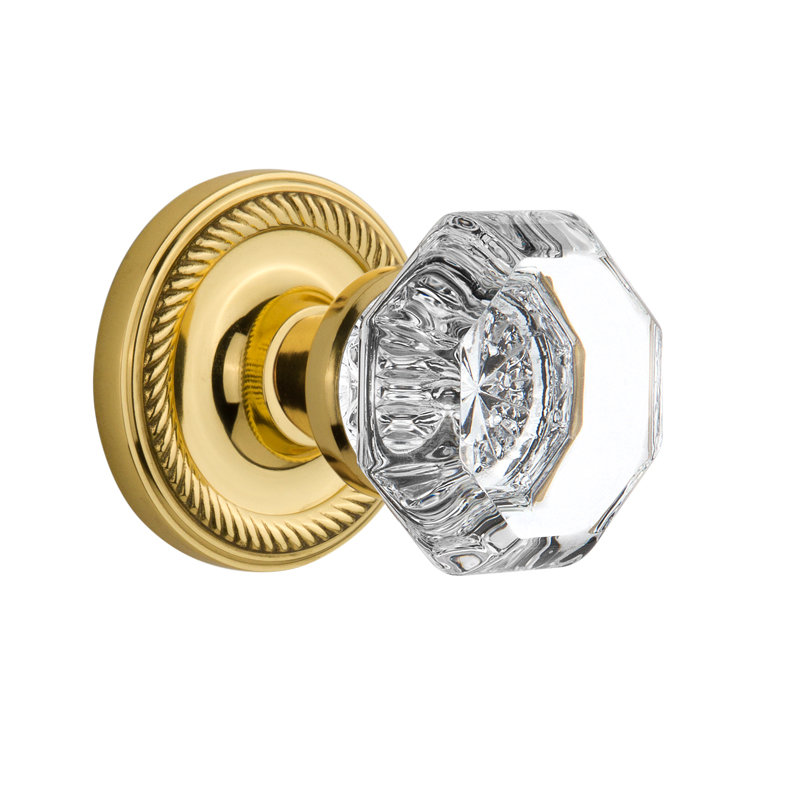 Rosette en corde avec bouton de porte Waldorf, Laiton non laqué, 2-3/8 po
