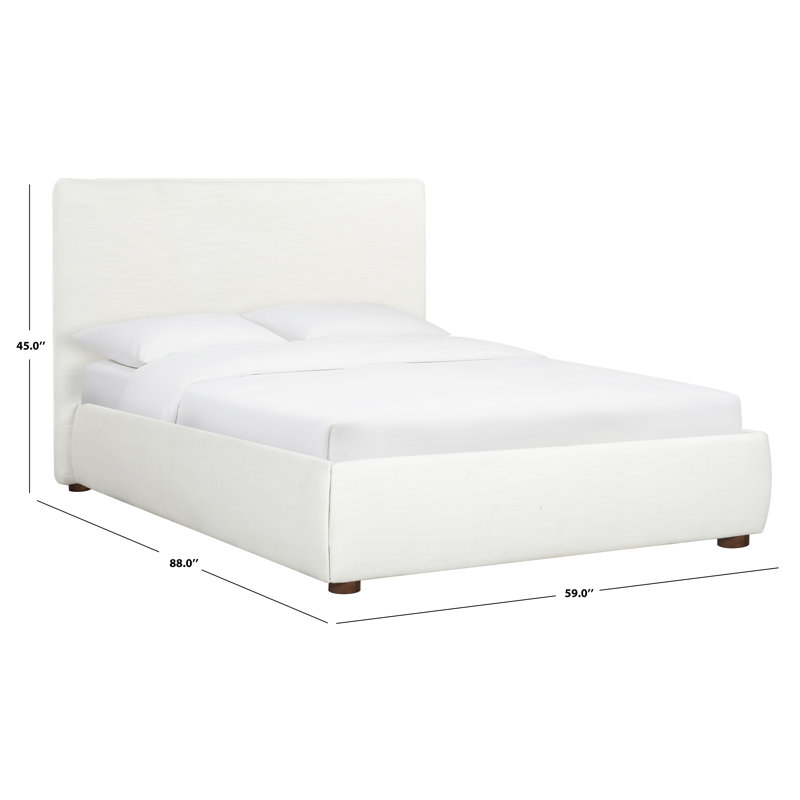 Callahan Upholstered Bed, King, White Linen