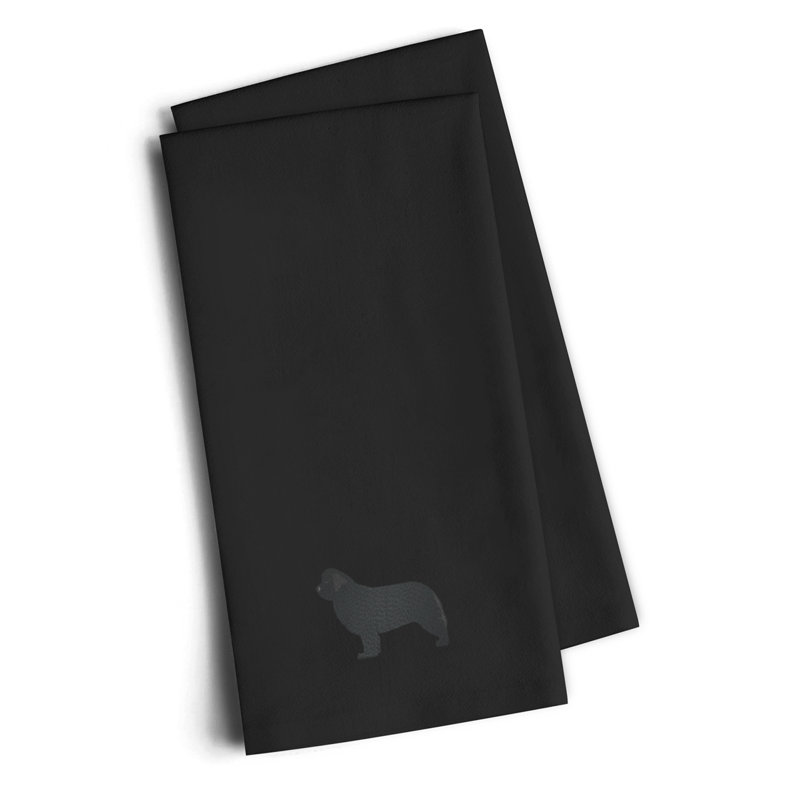 Serviette de cuisine à terre brodée terre-neuve, Noir, H 25 po x l 16 po x P 0,1 po