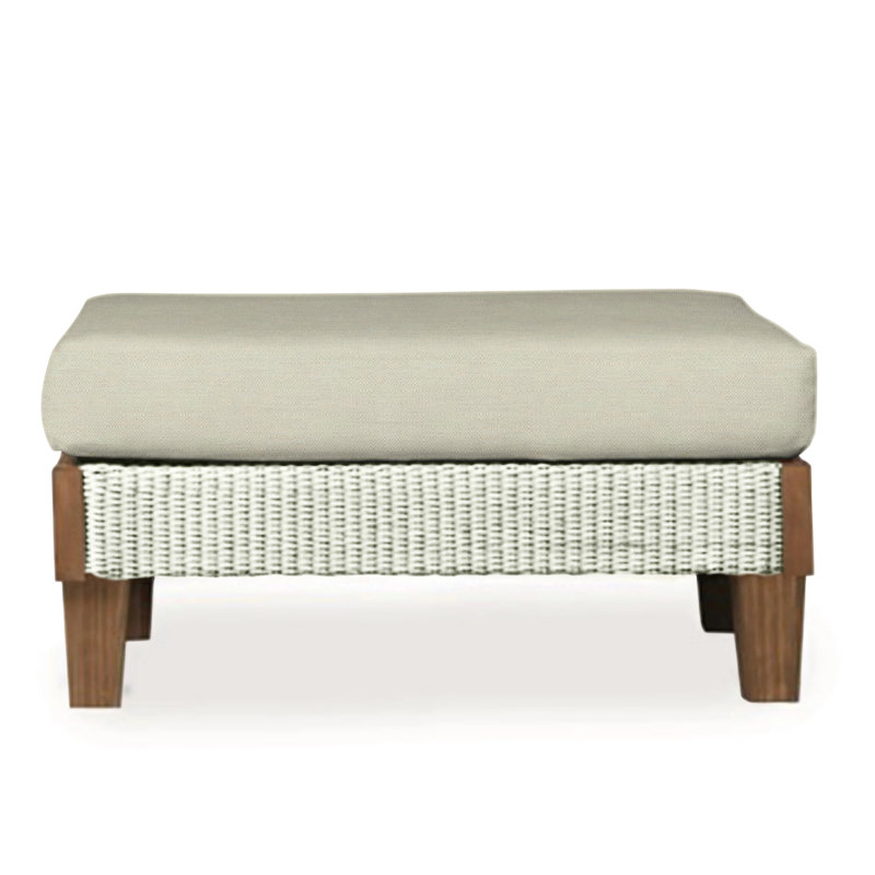 Catalina Outdoor Ottoman, Decorline Navy, Ivory